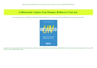 BEST download [epub]$$ Undistracted Capture Your Purpose. Rediscover Your Joy. [EBOOK EPUB KIDLE]