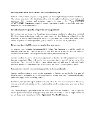 Service Apartments Gurgaon