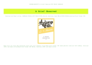 ^#DOWNLOAD@PDF^# A Grief Observed PDF EBOOK DOWNLOAD