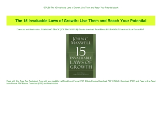 EPUB$ The 15 Invaluable Laws of Growth Live Them and Reach Your Potential ebook