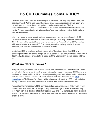 Do CBD Gummies Contain THC?