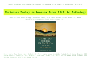 [PDF] DOWNLOAD READ Christian Poetry in America Since 1940 An Anthology [W.O.R.D]