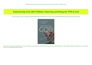 [Pdf]$$ Experiencing God (2021 Edition) Knowing and Doing the Will of God (Ebook pdf)