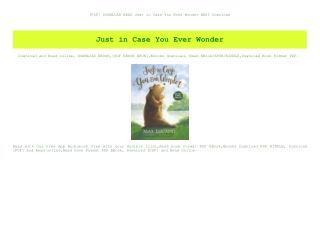 [PDF] DOWNLOAD READ Just in Case You Ever Wonder BEST Download