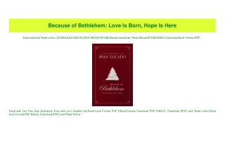 (READ)^ Because of Bethlehem Love Is Born  Hope Is Here BEST Book