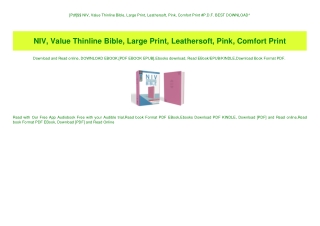 [Pdf]$$ NIV  Value Thinline Bible  Large Print  Leathersoft  Pink  Comfort Print #P.D.F. BEST DOWNLOAD^
