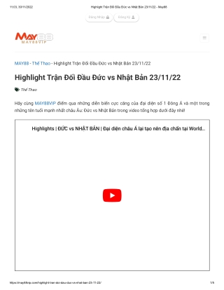 Highlight Trận Đối Đầu Đức vs Nhật Bản 23_11_22 - May88