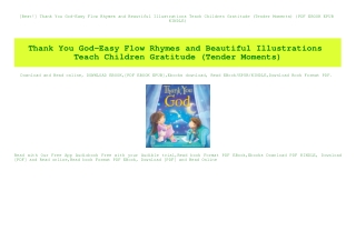 [Best!] Thank You God-Easy Flow Rhymes and Beautiful Illustrations Teach Children Gratitude (Tender Moments) {PDF EBOOK