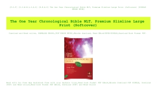[P.D.F] [D.O.W.N.L.O.A.D] [R.E.A.D] The One Year Chronological Bible NLT  Premium Slimline Large Print (Softcover) [KIND