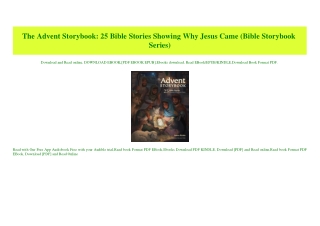 PDF) The Advent Storybook 25 Bible Stories Showing Why Jesus Came (Bible Storybook Series) PDF Full