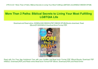 #^R.E.A.D.^ More Than 2 Paths Biblical Secrets to Living Your Most Fulfilling LGBTQIA Life [KINDLE EBOOK EPUB]