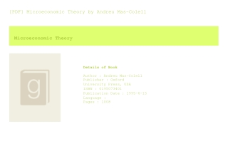 [PDF] Microeconomic Theory  by Andreu Mas-Colell