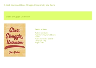 E-book download Class Struggle Unionism  by Joe Burns