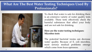 What Are The Best Water Testing Techniques Used By Professionals