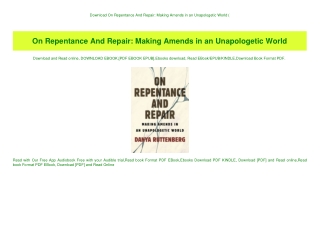 Download On Repentance And Repair Making Amends in an Unapologetic World (E.B.O.O.K. DOWNLOAD^