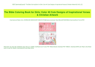 BEST [download] [epub]^^ The Bible Coloring Book for Girls Color 40 Cute Designs of Inspirational Verses & Christian Art