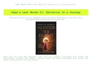 READ [EBOOK] Papa's Last Words II Salvation Is a Journey PDF Full