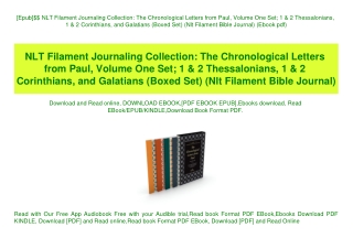 [Epub]$$ NLT Filament Journaling Collection The Chronological Letters from Paul  Volume One Set; 1 & 2 Thessalonians  1