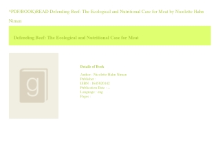 ^PDF/BOOK)READ Defending Beef The Ecological and Nutritional Case for Meat