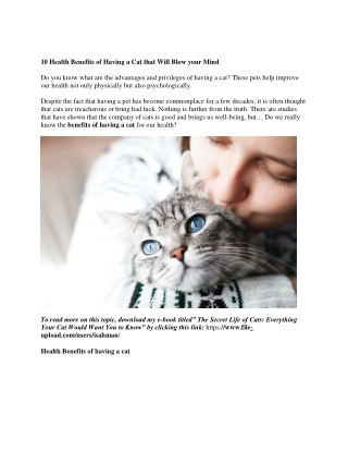 PPT - 10 Health Benefits of Having a Cat that Will Blow your Mind