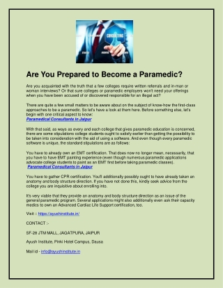 Are You Prepared to Become a Paramedic (1)