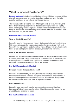 What is Inconel Fasteners