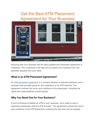 Atm placement agreement