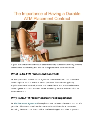 Atm placement contract