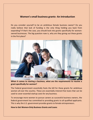 Women's small business grants