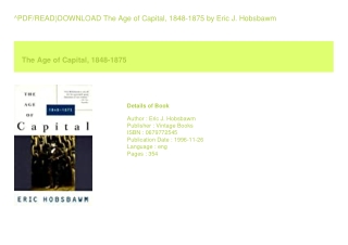 ^PDF/READ)DOWNLOAD The Age of Capital  1848-1875  by Eric J. Hobsbawm