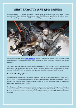 What Exactly Are RPG Games