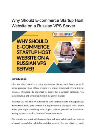 Why Should E-commerce Startup Host Website on a Russian VPS Server