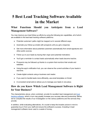 5 Best lead tracking software available in the market