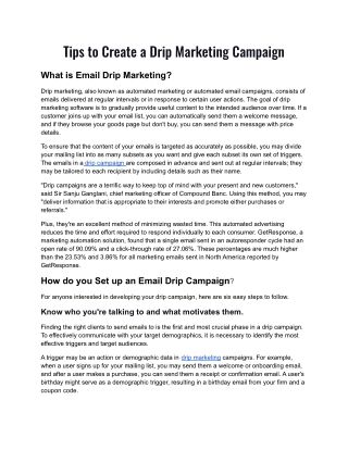 Tips to create a drip marketing campaign.