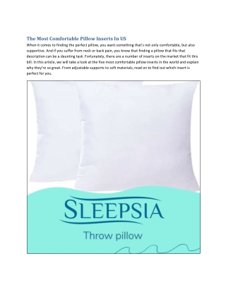 The Most Comfortable Pillow Inserts In US