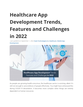 Healthcare App Development Trends, Features and Challenges in 2022