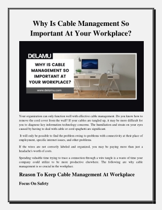 Why Is Cable Management So Important At Your Workplace?