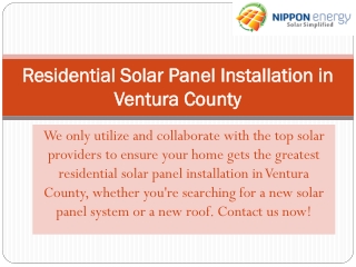 Residential Solar Panel Installation in Ventura County