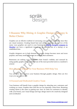 5 Reasons Why Hiring A Graphic Design Company Is Better Choice