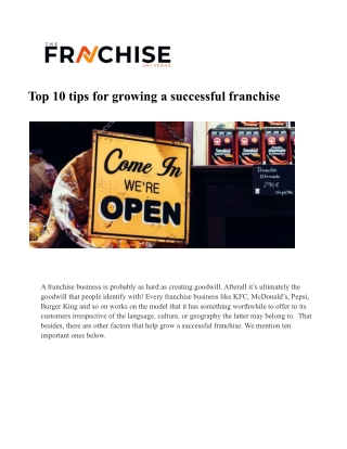Top 10 tips for growing a successful franchise