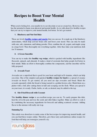 Recipes to Boost Your Mental Health