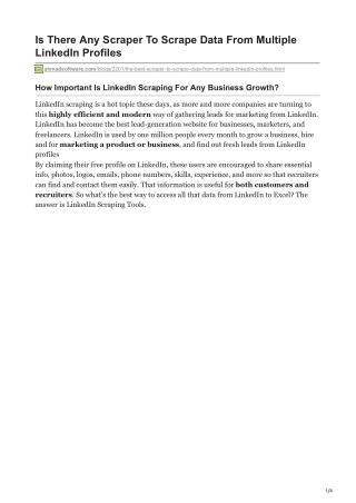 1Is There Any Scraper To Scrape Data From Multiple LinkedIn Profiles