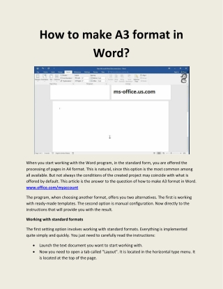 How to make A3 format in Word