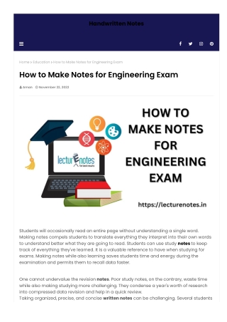 How to Make Notes for Engineering Exam