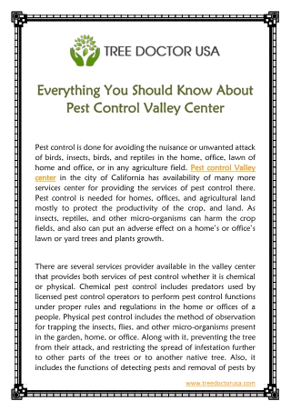 Everything You Should Know About Pest Control Valley Center