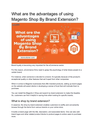 What are the advantages of using Magento Shop By Brand Extension?
