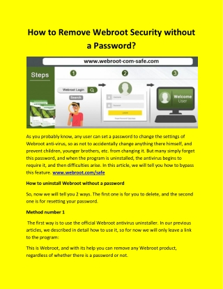 How to Remove Webroot Security without a Password?