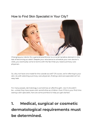 How to Find Skin Specialist in Your City