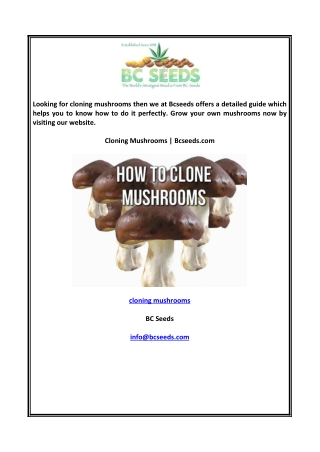 cloning mushrooms