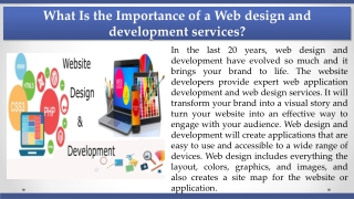 What Is the Importance of a Web design and development services